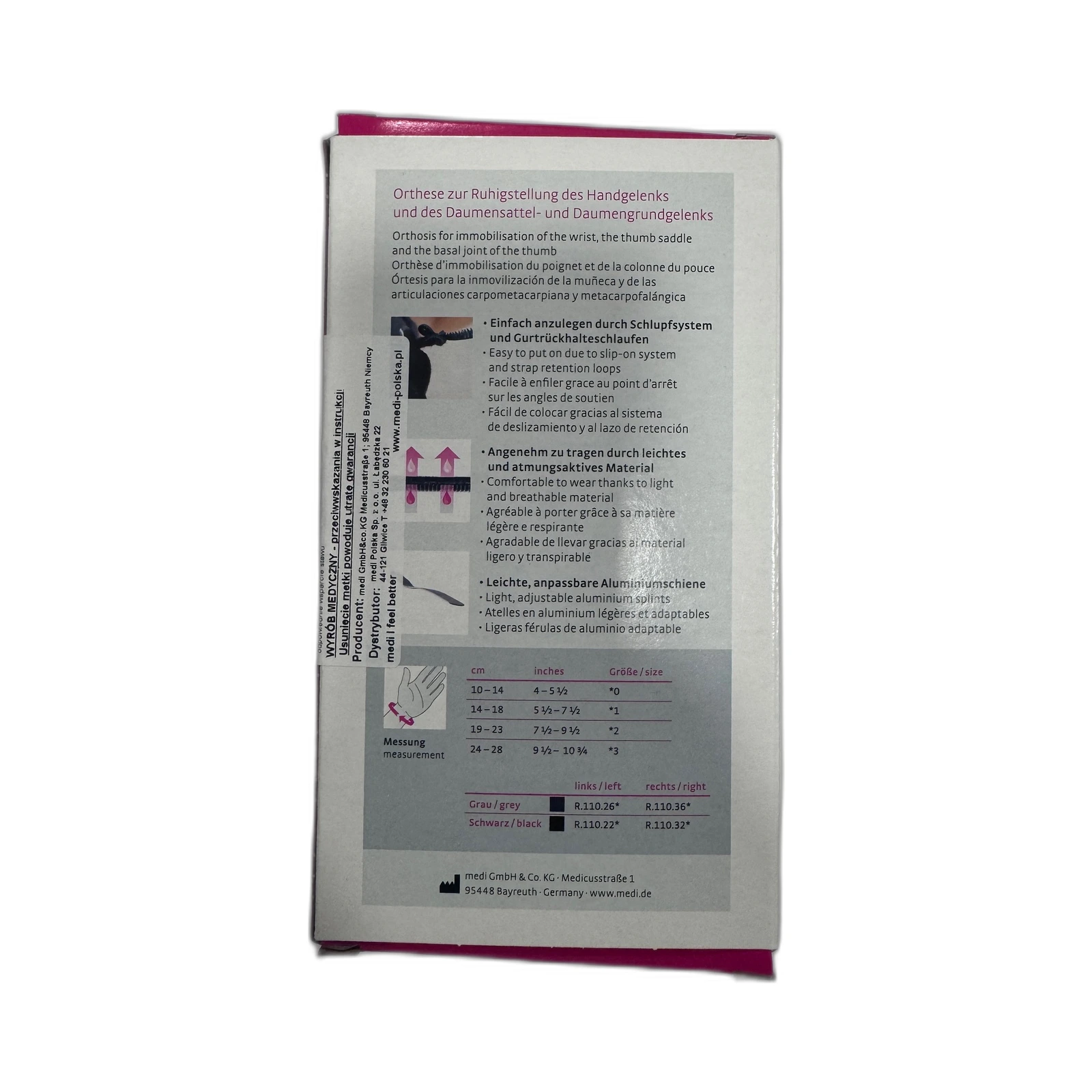 Orteza stawu nadgarstkowego z ujęciem kciuka Medi Manumed T - zdjecie 2
